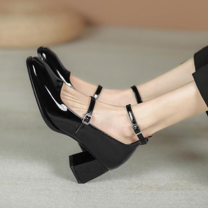 Женские туфли-лодочки Fashion Mary Patent Leather Jane Ladies Low Heel Shallow Round Toe Solid Party Shoes Zapatos Mujer Primavera Verano