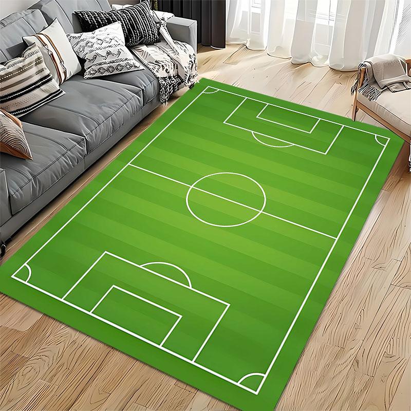 Soccer Field Design Carpet suitable as a non-slip mat for the living room or bedroom sofa