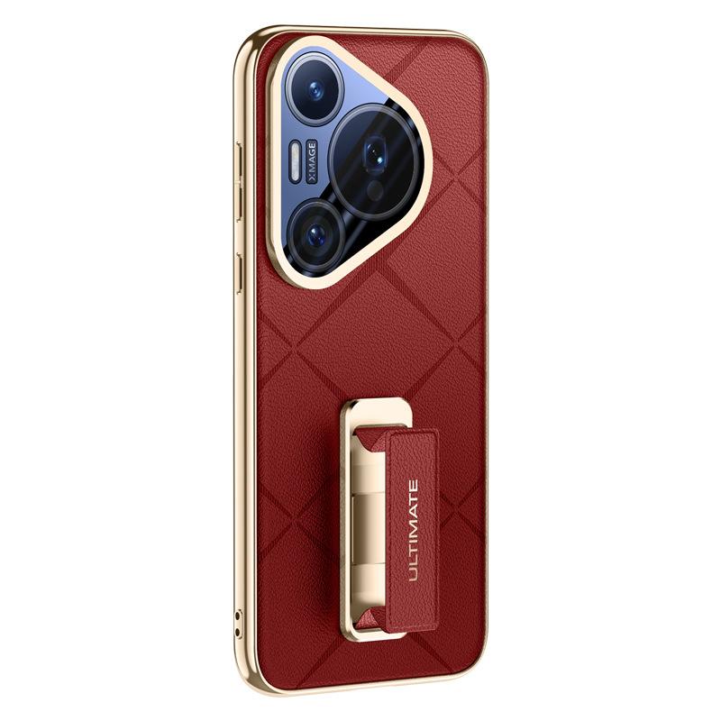 Применимо к чехлу для мобильного телефона Huawei pura70pro, ремешок на запястье, вращающаяся подставка 70ultra, противоударное, гальваническое покрытие, популярный в интернете, 70, кожаный чехол