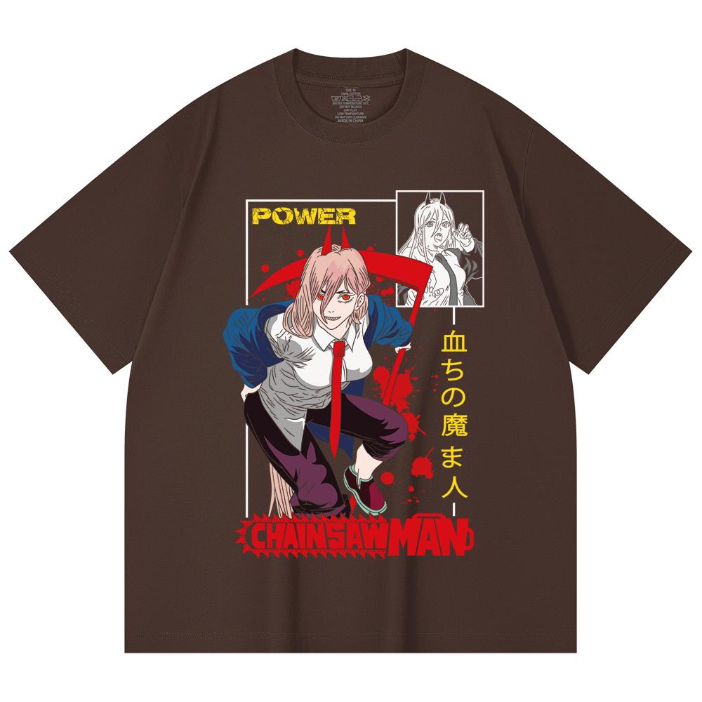 230 Gsm 100% Cotton Chainsaw Man V40 Power Print Unisex Heavy Cotton T Shirt