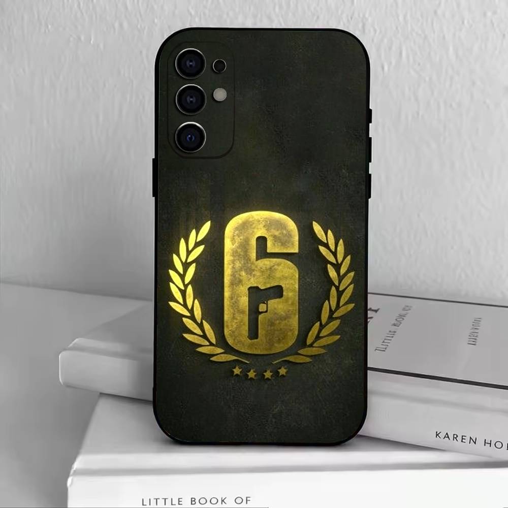 R6 Черный Лед Радуга Чехол для Телефона Для Samsung S25,S24,S21,S22,S23,S30,Ultra,S20,Plus,Fe,Lite,Note,10,Черная Крышка