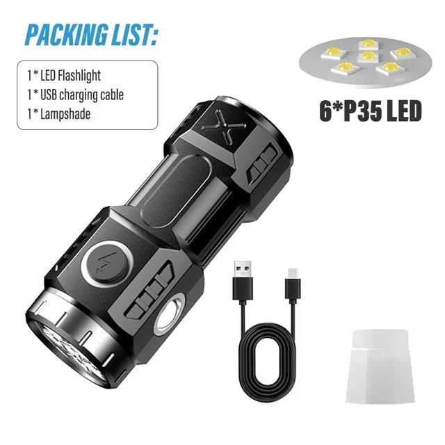 Новый Ультра Яркий Фонарик 4/6/8*P35 LED Мини Супер Яркий Фонарь USB Перезаряжаемый Водонепроницаемый Свет С Магнитом Аварийная Лампа