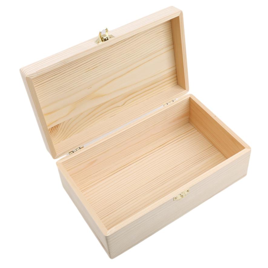 Wooden Box Rectangular Storage Box with Lock Clasp Gift Packaging Box Clamshell Solid Wood Box