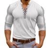 Men'S Retro Casual Loose Fitting Loog Sleeved Printed Shirt Fashion Standing Collar Top