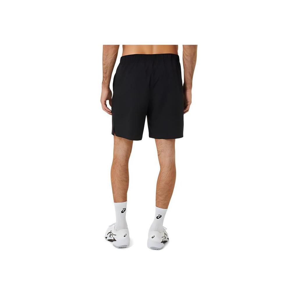 Asics Мужские теннисные спортивные шорты из эластичной ткани с влагоотводящей основой, повседневные шорты, черные 2041A261-001