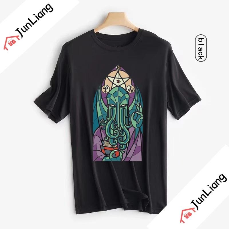 Классическая футболка A Wild Cthulhu Унисекс с коротким рукавом Повседневная Кошка или Монстр Футболка Кайдзю Лавкрафт Фильм Ктулху Футболка