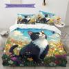 Beautiful Cow Cat Pattern Bedding Home Decoration Birthday Gift (1 * duvet cover + 2 * pillowcase, without core)