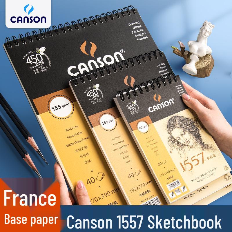 Скетчбук Canson 1557 на спирали, вертикальная обложка, портативный, формат 8k, тонкие страницы, идеально подходит для студентов-художников.