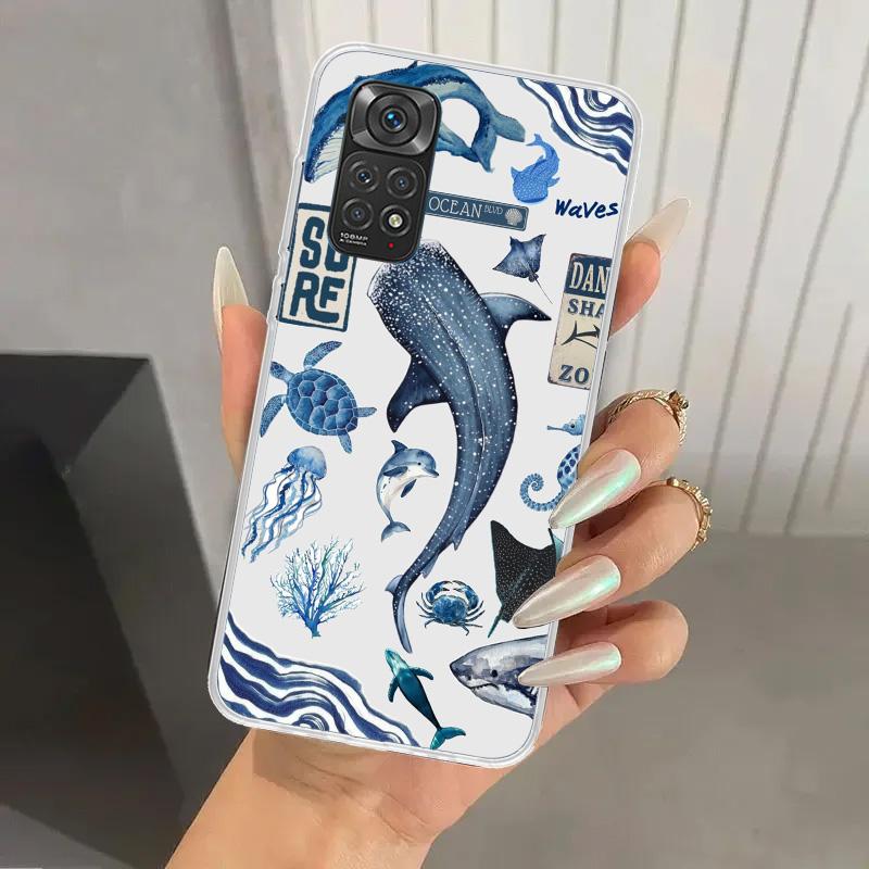 Чехол для телефона Ocean Starfish Sea Turtle Shark для Xiaomi Redmi Note 15 14 14S 13 12S 12 Pro 11S 11 Plus 11T 11E 10S Мягкий Funda Prin