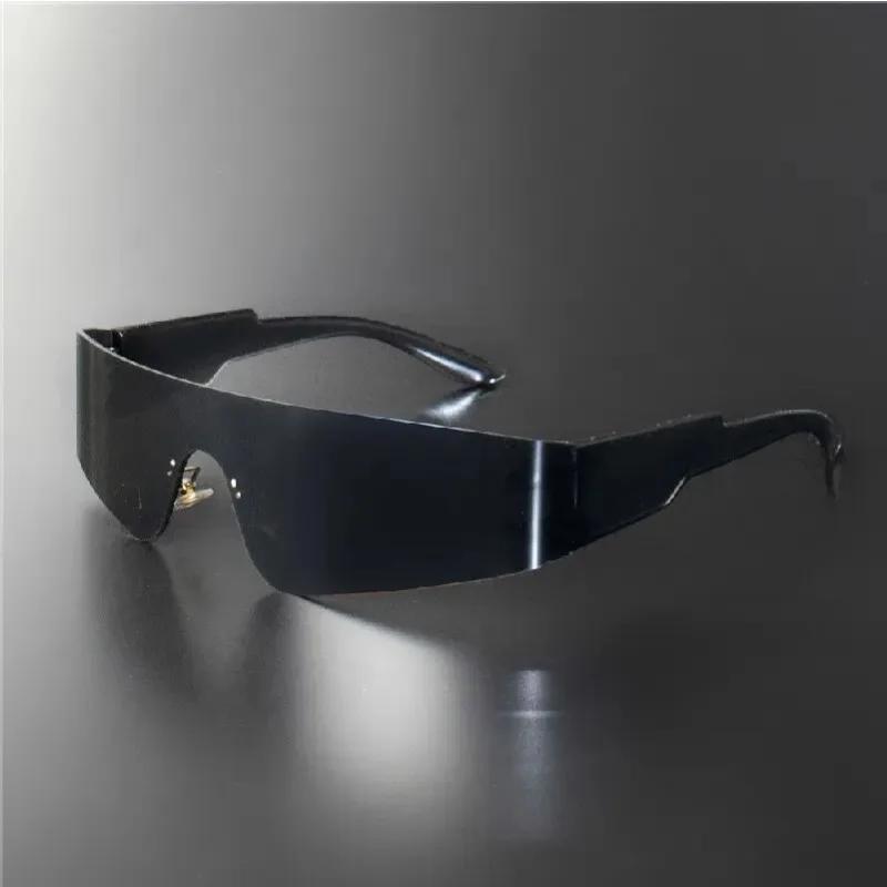 3 ШТ. Модные панк-солнцезащитные очки-щитки с плоским верхом для женщин Y2K Мужские зеркальные цельные очки 2000-х 90-х