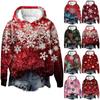 Women's Fashion Pullover Drop Shoulder Long Sleeve Christmas Printed Hooded Sweatshirt