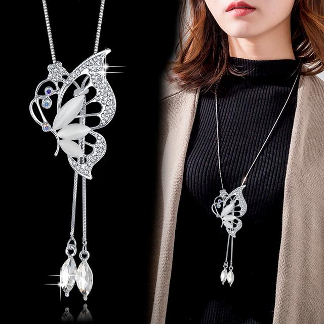 Модное колье Femme Серые хрустальные ожерелья и подвески для женщинГеометрическое длинное ожерелье-цепочка для свитераДевушка Роскошные ювелирные изделия