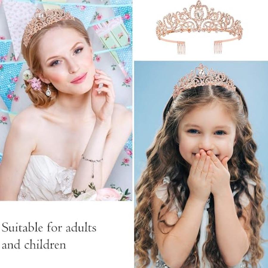 2Pcs Set Rhinestone Crystal Crown Tiara “Birthday Girl” Sash Women Birthday Party Decorations Accessory Kit 5
