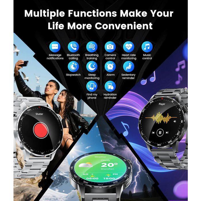 Montre Connectée - UNDERSCORE - BENYAR - Écran AMOLED 1.43'' - Autonomie 7 jours - 120 Modes Sport