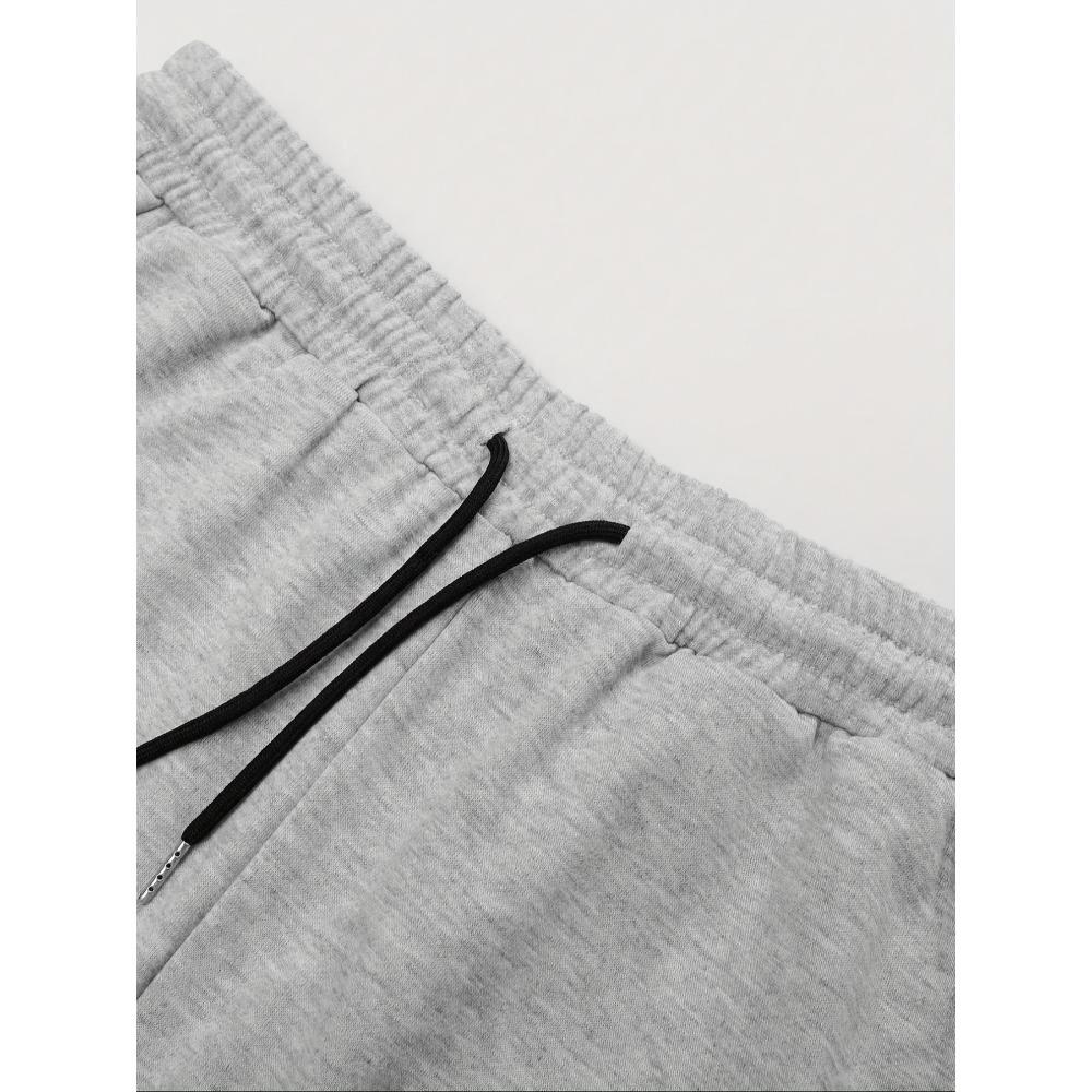 Men's Cross Pattern Letter Printed Drawstring Waistband Casual Black Sports Pants, Fashionable Straight Tube Streetwear Design