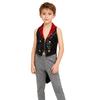 Boys Sparkly Sequins Medieval Vest Front Zip Victorian Waistcoat Circus Tailcoat Halloween Costume
