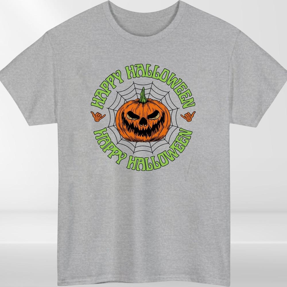 Happy Halloween Pumpkin TShirt Scary Jack OLantern Tee Spooky Spider Web G