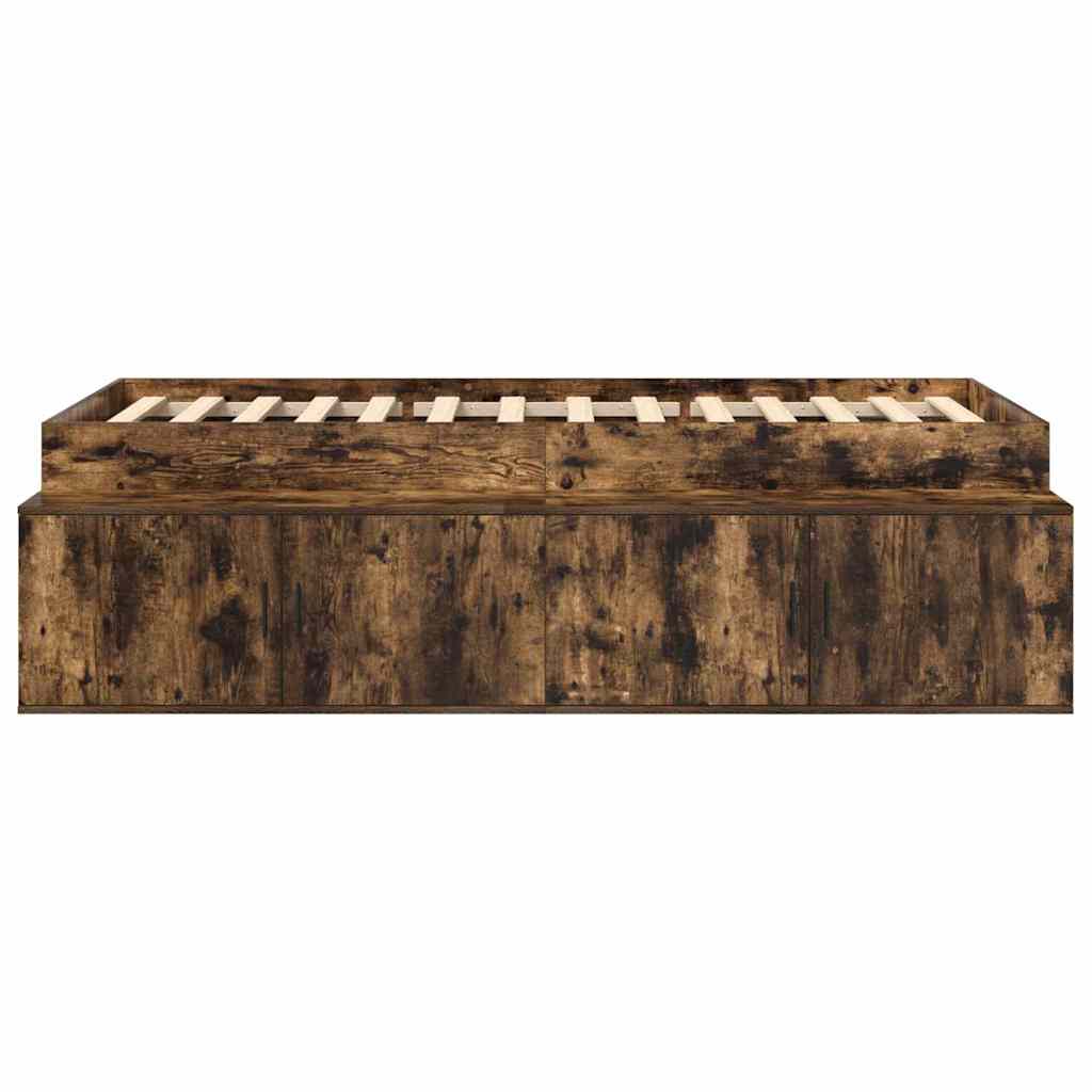 Smoked Oak Bed Frame 90 x 200 cm Wood Based Material