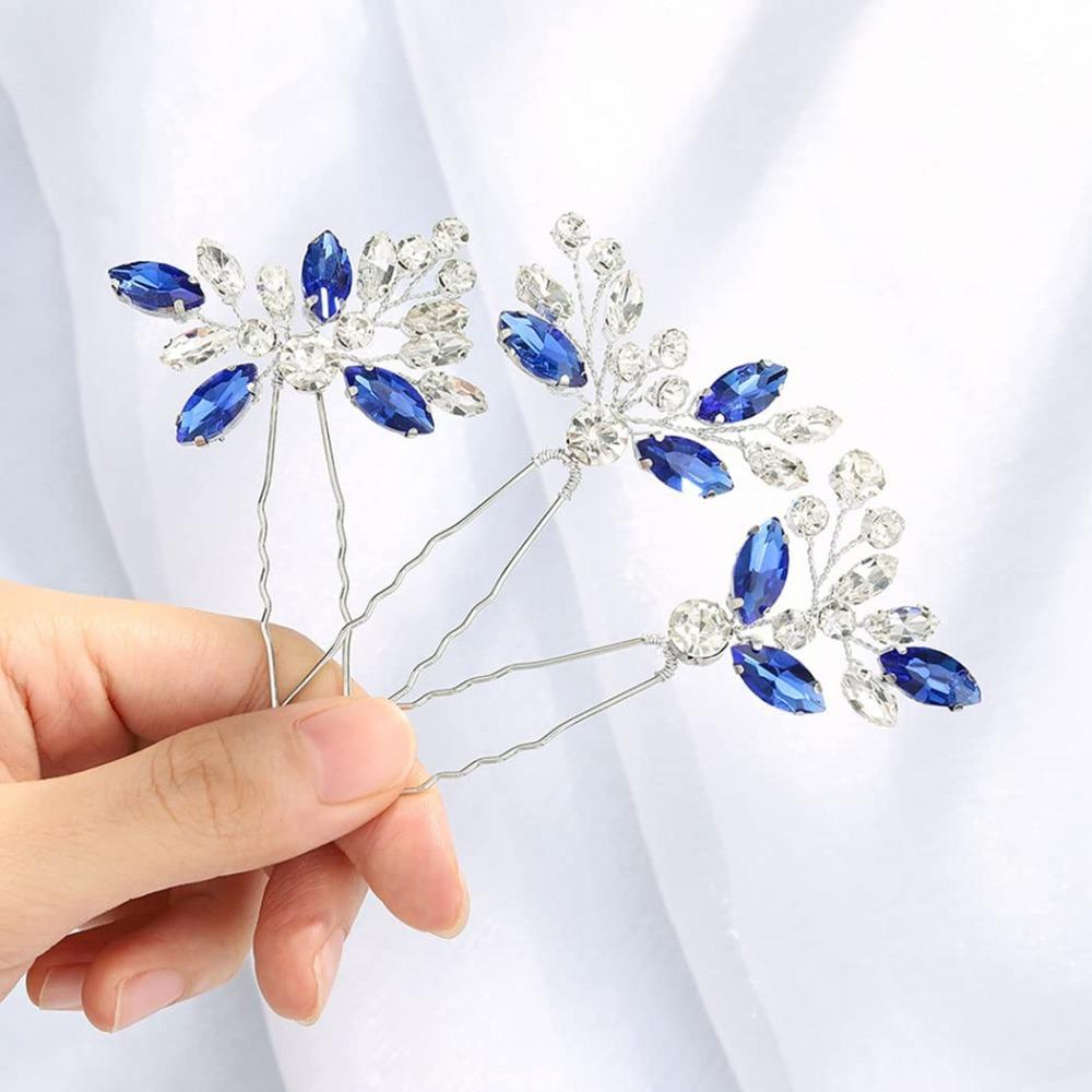 3pcs Handmade Rhinestone Hairpin Sparkling Women Tiara Stylish Bride Hair Accessories Girl