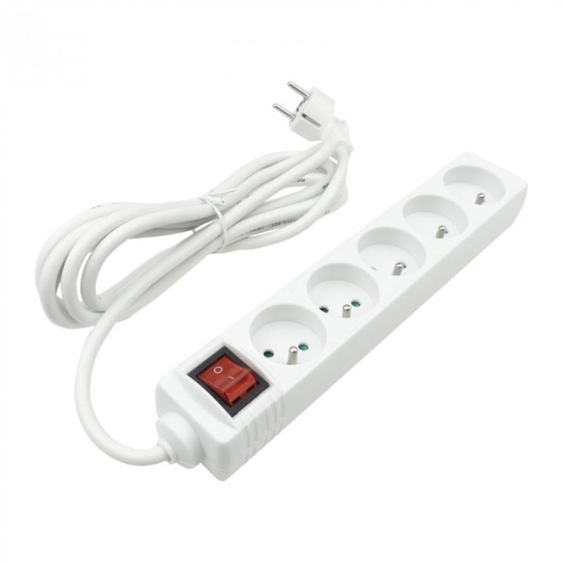 Extension cord 5 sockets 1.5m with/without switch white