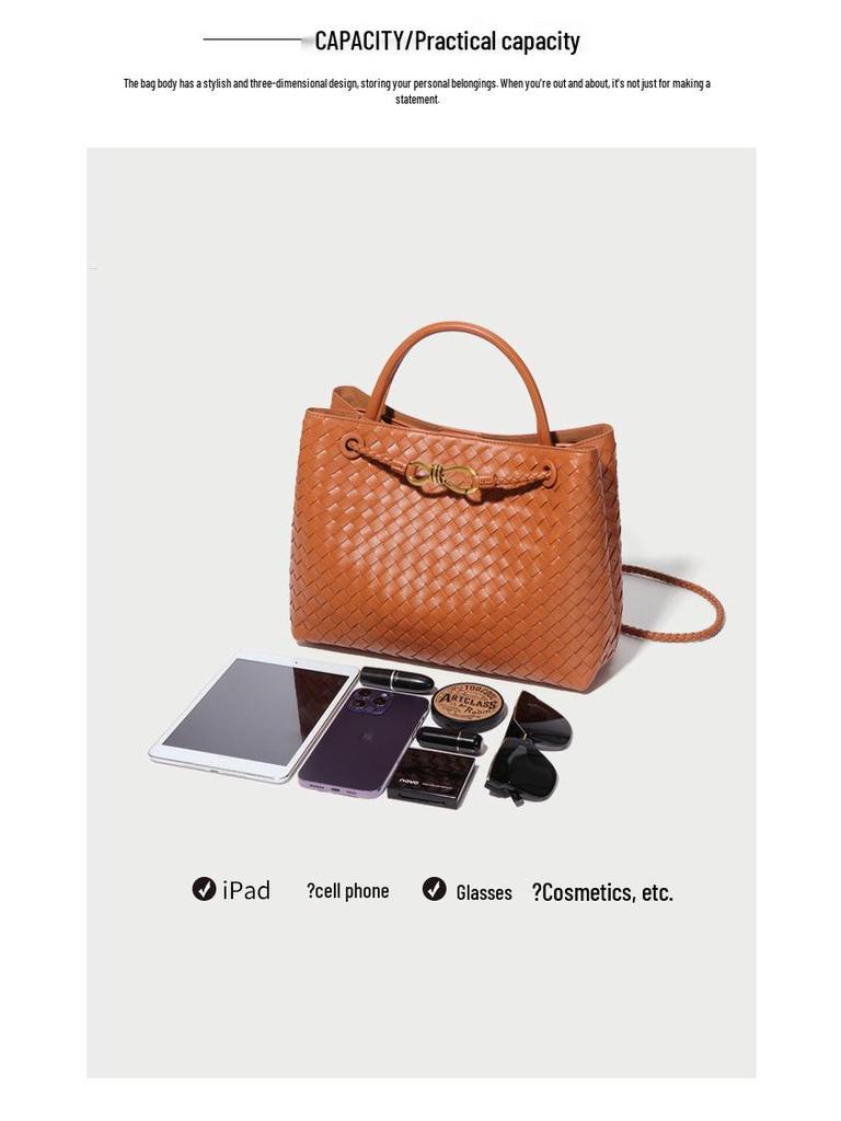 Винтажная плетеная сумка-тоут с металлической пряжкой - Универсальная сумка через плечо и кроссбоди