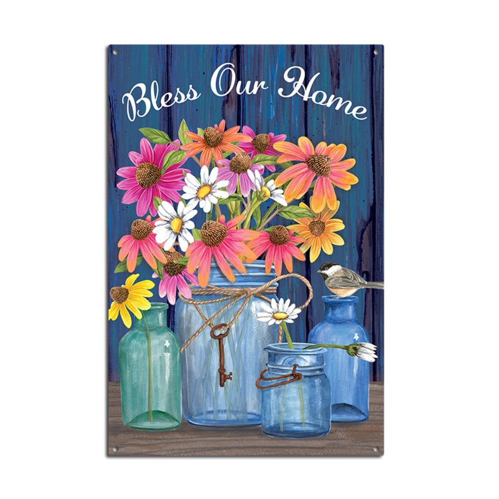 Pastoral Art Plaque Butterfly Wall Decor Garden Metal Plate  Living Room