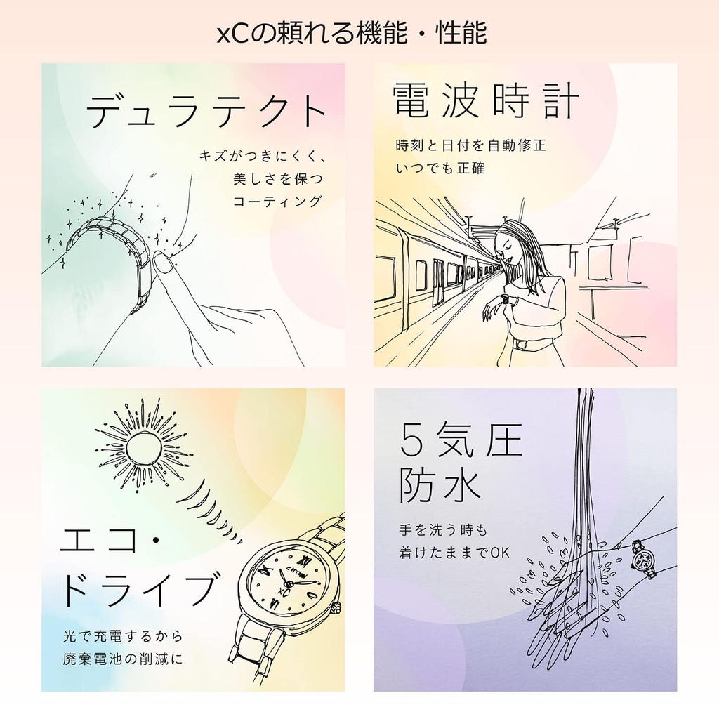 Часы Cross Sea xC Basic Collection Eco Drive Radio Watch Happy Flight Ladies Pink Gold Ladies Silver [Citizen] [Citizen] ES9364-57W