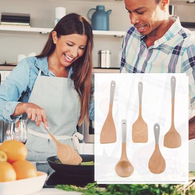 Деревянные ложки для приготовления деревянной кухонной утвари и держателя для посуды, лопаточка включает в себя ложку, лопаточку и ложку с длинной ручкой
