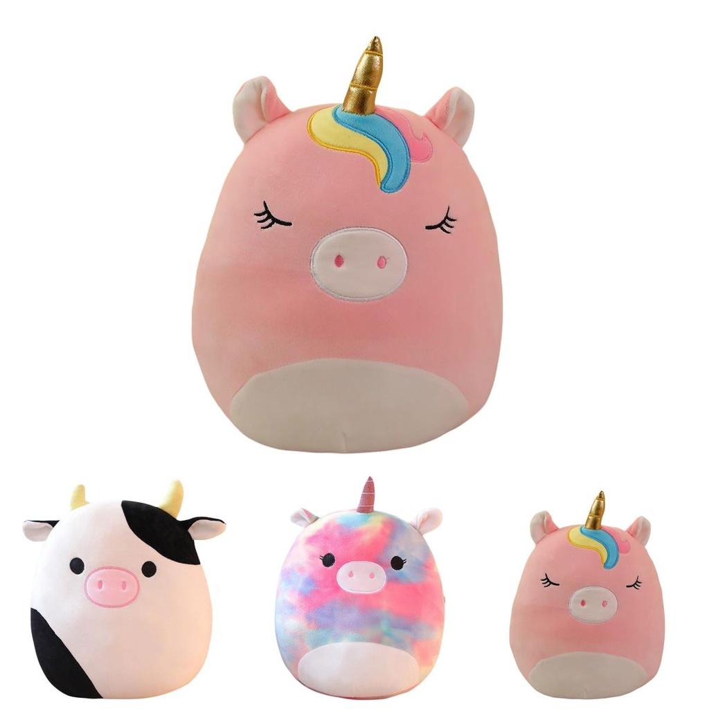 Soft Plush Unicorn And Cow Pillow Cushion Cartoon Animal Stuffed Toy For Girls 35cm