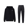 Li Ning Logo Sports Casual Hoodie Breathable Cuffed Casual Pants Set Men Hoodies, Pants Black YWDT331-1+AKLT805-1