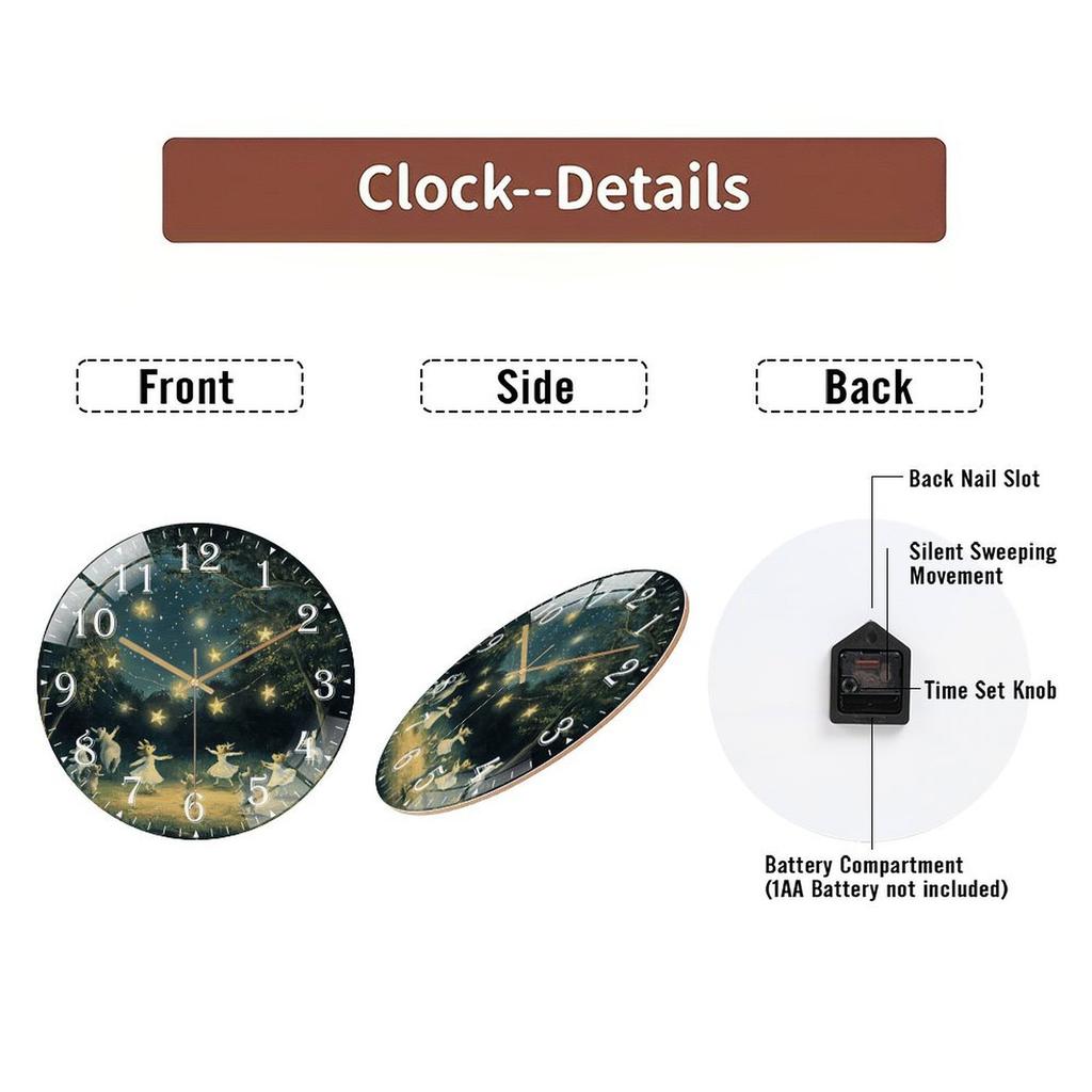 Custom Logo Round Glass Wall Clock 30cm Diameter Silent Non-Ticking Contemporary Home Decor