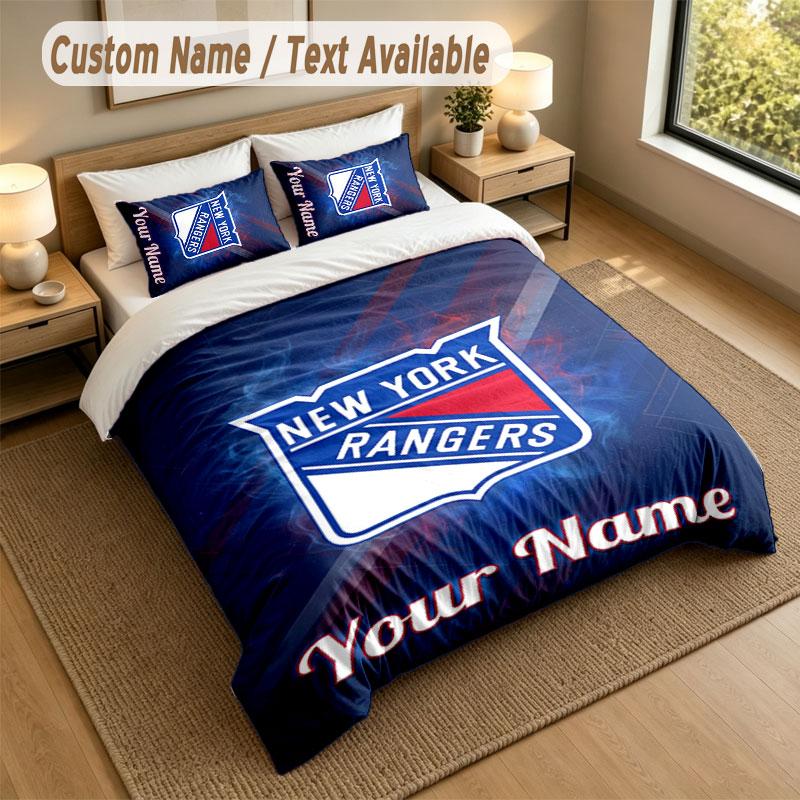 Bedding Set 1 Duvet Cover 2 Pillowcases New York Rangers Print Soft Bed Linen Bedroom Decor
