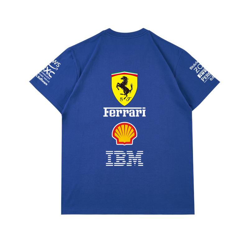 Парные Оверсайз Футболки Ferrari F1 Racing Классический Принт Логотипа Спонсора Короткий Рукав Мотоспорт Повседневная Уличная Одежда
