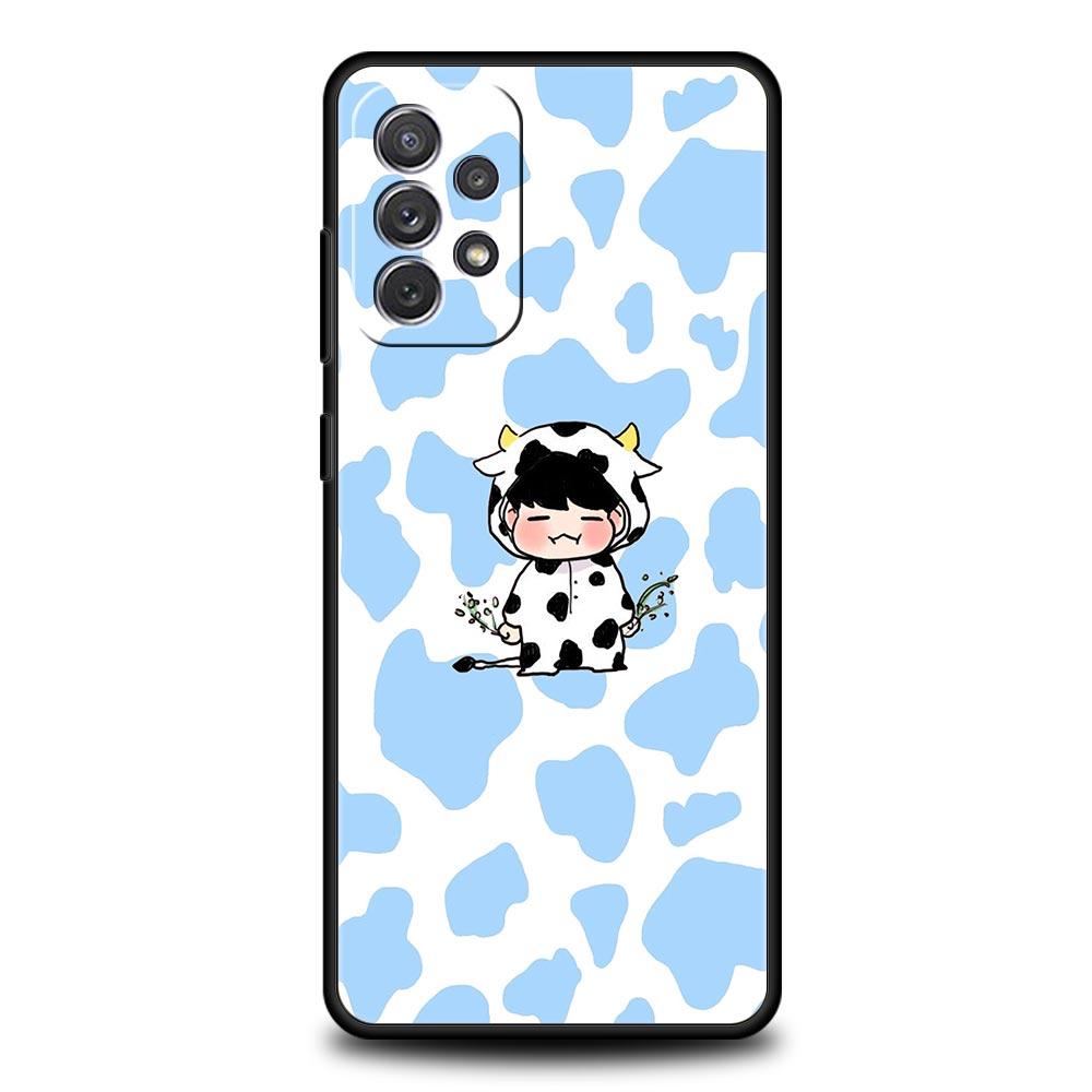 White Black Cow Pattern Phone Case for Samsung A51 A71 A21S A12 A15 A25 A31 A41 A52 A32 A23 A33 A53 A73 A03S A05S A13 5G Cover