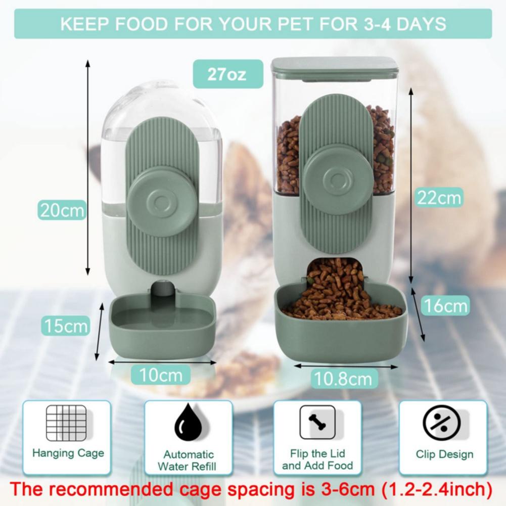 Pet Cage Hanging Feeder Automatic Feeder Water Fountain Food Container Dispenser for Puppy Cats Rabbit Hamsters