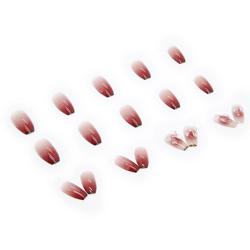 24 pieces of short trapezoid press-on nails, paired with 1 piece of jelly glue and 1 nail file