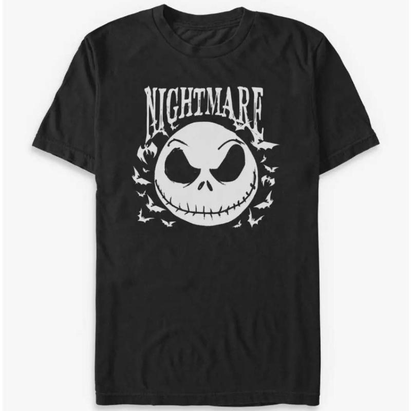 2026 New Fashion Nightmare Before Christmas Jack Print Womens Crew Neck Loose Plus Size Comfortable Short Sleeve TShirt