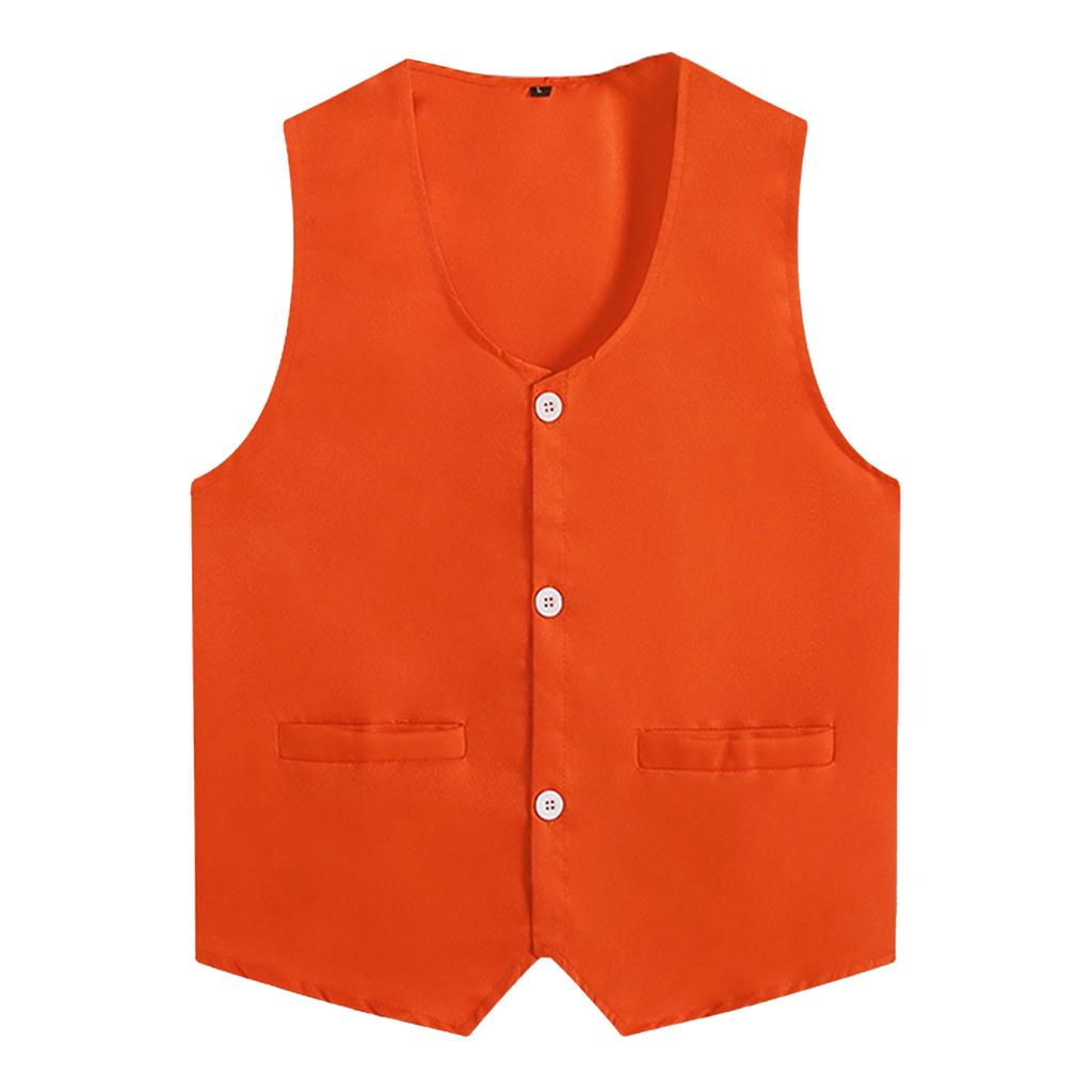 Kids Boys Girls Sleeveless Volunteer Vest Solid Color Button Waistcoat Uniform
