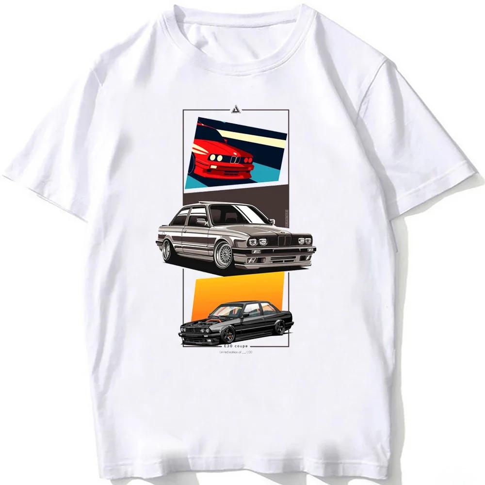 Retro Germany EUDM - E34 M5 Tshirts Summer Men Short Sleeve Old Legend E30 M3 Classic Car T-Shirt Boy Casual Tops Man White Tees