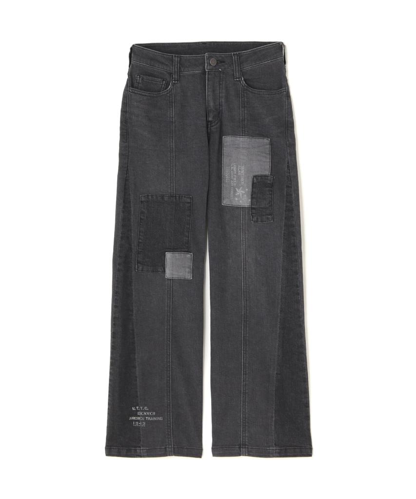 AVIREX PATCH STRETCH DENIM PANTS women's M 010 black 783-4211601