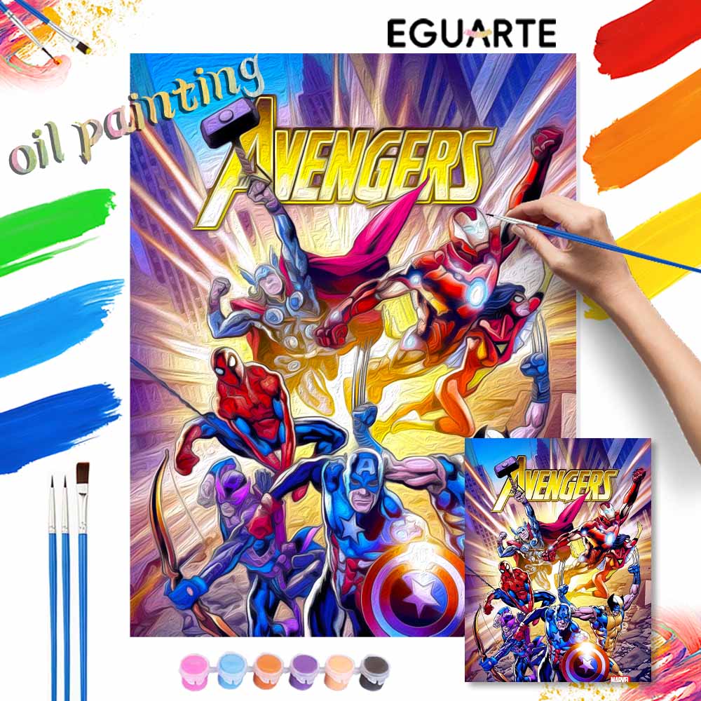 Disney digital oil painting Marvel Avengers super heroes comic art handmade diy gift home decoration