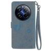 Emed Flower Zipper Leather Phone Case for Realme 12 Pro - Stylish Protective Cover SZRH In Blue