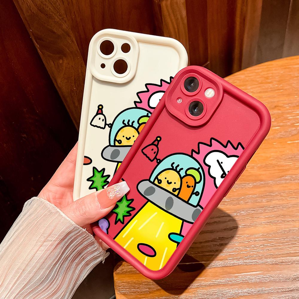 For Huawei P50 Pro P40 Lite Honor 8X 9X X9 Tecno Spark Go Infinix Smart 8 Vivo V29 V30 Y02 Y16 Soft Silicone Square Cartoon Spaceship Shockproof Case