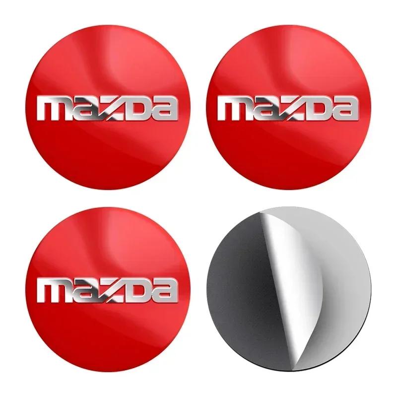 2025 Hot 4Pcs 56mm Car Emblem Logo Wheel Hub Cap Metal Stickers Accessories For Mazda 3 6 Atenza Axela Demio CX3 CX5 MP MS RX8 C
