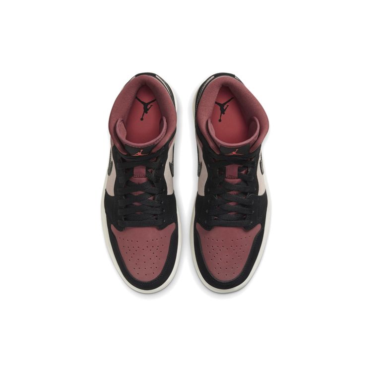 Женские кроссовки Air Jordan 1 Mid Canyon Rust Red Particle-Beige Black BQ6472-202