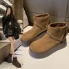 2025 осень и зима новые маленькие мартинсы на высокой подошве-маффине, женские короткие ботинки в ретро-стиле, модные женские хлопковые ботинки