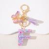 A To Z Фиолетовые звезды заполнены буква брелок 26 инициалов алфавит бабочка кисточка подвески брелоки сумка украшение автомобиль брелок подарок