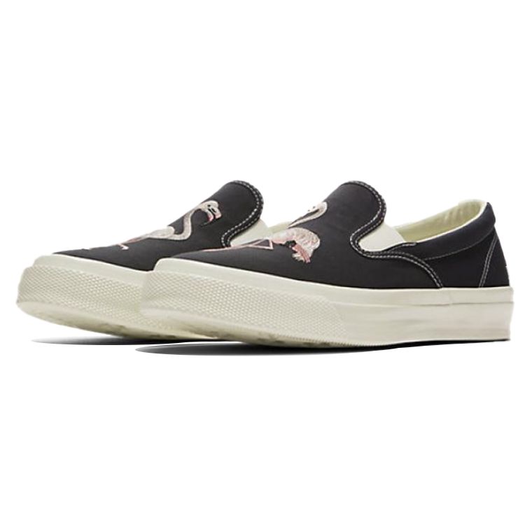 Converse Кеды Chuck Taylor All Star Slip-On Черные с вышивкой Фламинго 160488C Унисекс Низкие Канвасовые