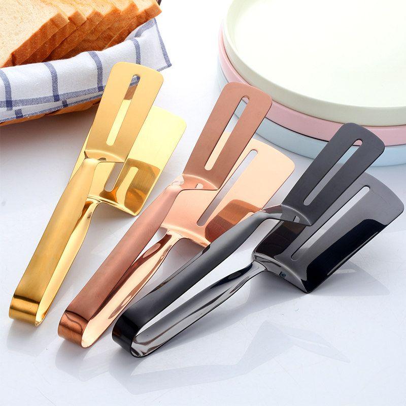 304 Stainless Steel Steak Tongs Creative Multifunctional Food Tongs Hand-Held Pancake Spatula Tongs Western Food Barbecue Tongs