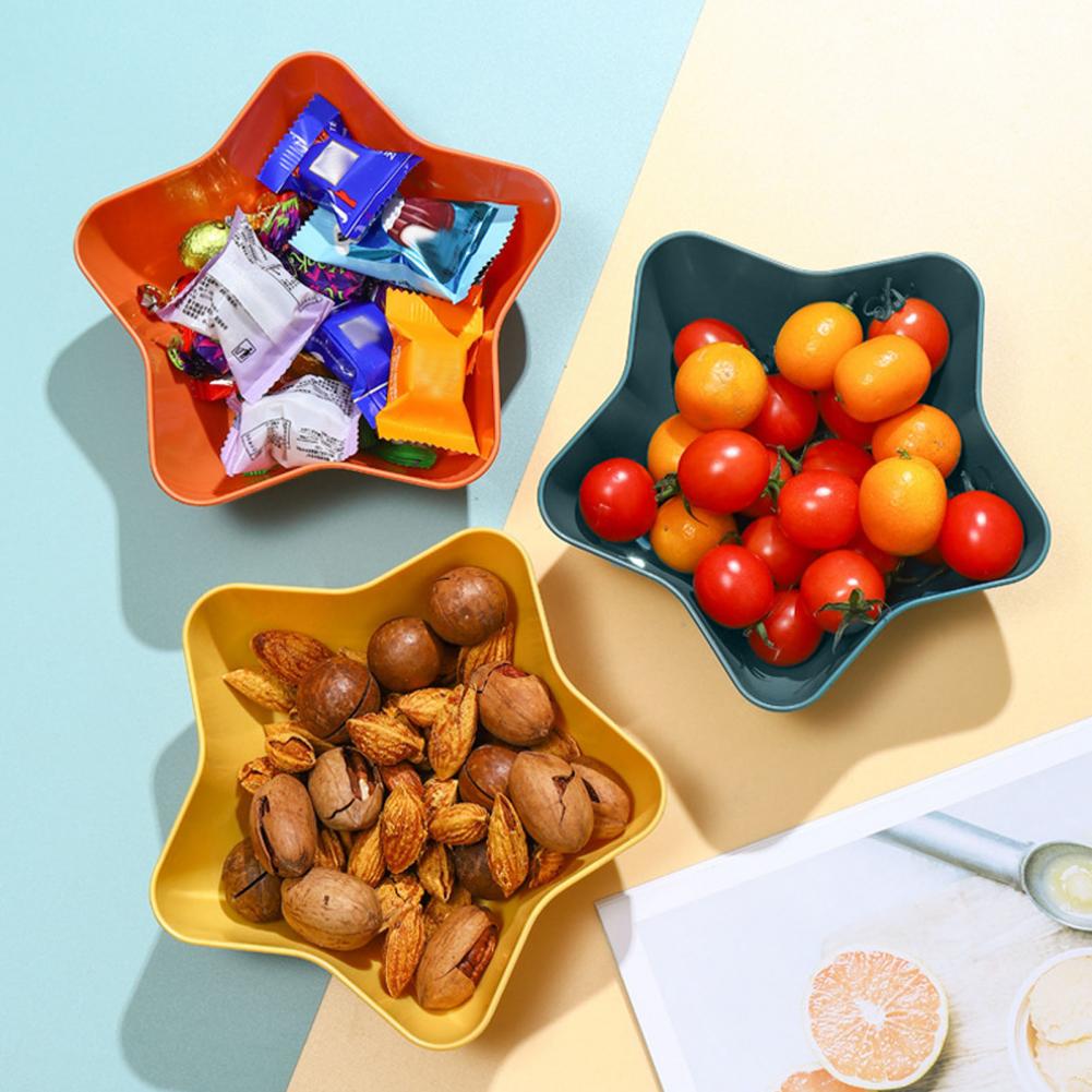 Тарелка для фруктов в форме пятиконечной звезды из пищевого пластика, многоцелевая, для закусок, фруктов, орехов, поднос для подачи блюд, миска, держатель для тарелок, кухонные принадлежности